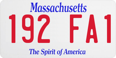 MA license plate 192FA1