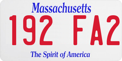 MA license plate 192FA2
