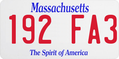 MA license plate 192FA3