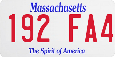 MA license plate 192FA4