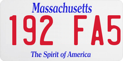 MA license plate 192FA5