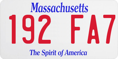 MA license plate 192FA7