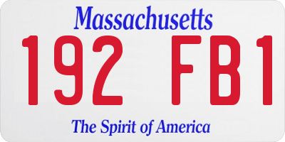 MA license plate 192FB1