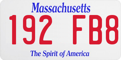 MA license plate 192FB8