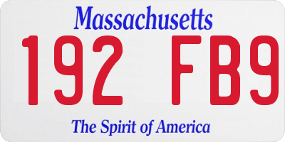 MA license plate 192FB9