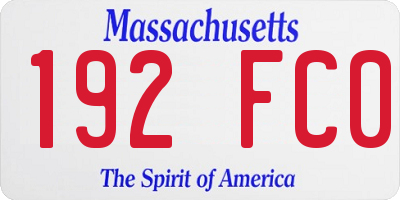 MA license plate 192FC0