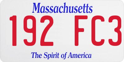 MA license plate 192FC3