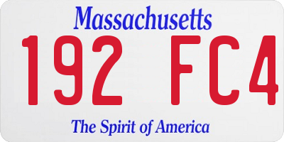 MA license plate 192FC4
