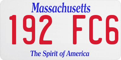 MA license plate 192FC6