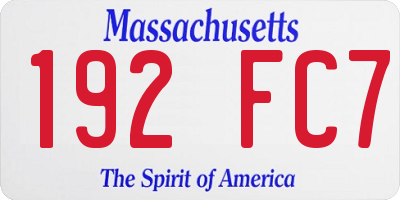 MA license plate 192FC7