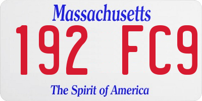 MA license plate 192FC9