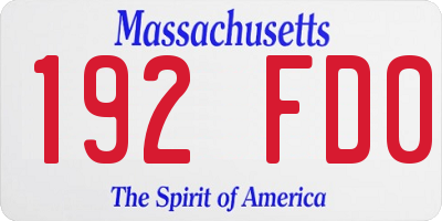 MA license plate 192FD0