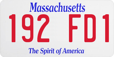 MA license plate 192FD1