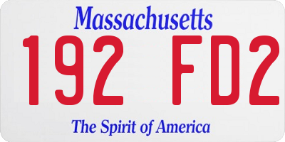MA license plate 192FD2