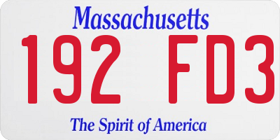 MA license plate 192FD3