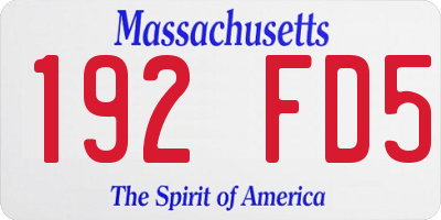 MA license plate 192FD5