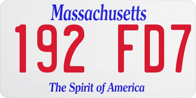 MA license plate 192FD7