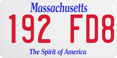 MA license plate 192FD8