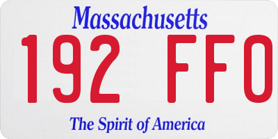 MA license plate 192FF0