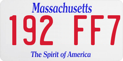 MA license plate 192FF7
