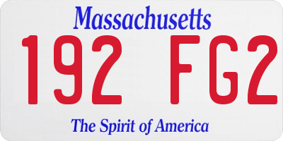 MA license plate 192FG2