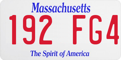 MA license plate 192FG4