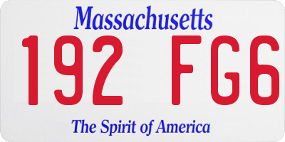 MA license plate 192FG6