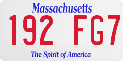 MA license plate 192FG7