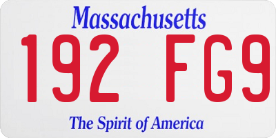 MA license plate 192FG9
