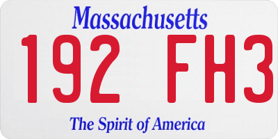 MA license plate 192FH3