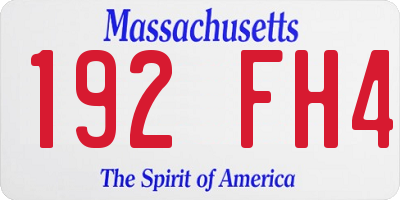 MA license plate 192FH4