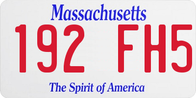 MA license plate 192FH5