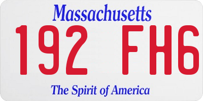 MA license plate 192FH6