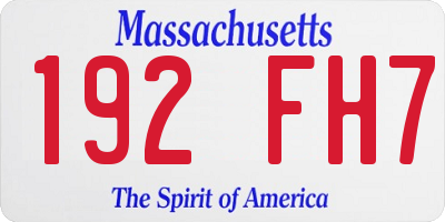 MA license plate 192FH7