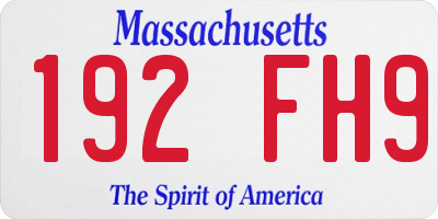 MA license plate 192FH9