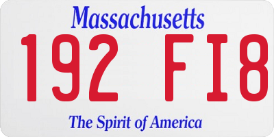 MA license plate 192FI8