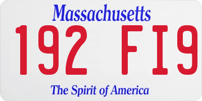 MA license plate 192FI9