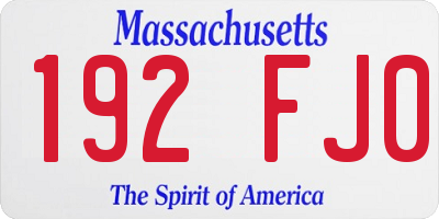 MA license plate 192FJ0