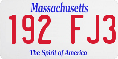 MA license plate 192FJ3