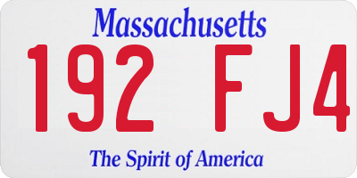 MA license plate 192FJ4