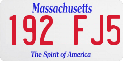 MA license plate 192FJ5