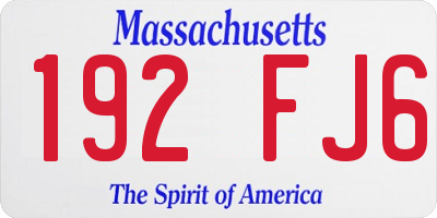 MA license plate 192FJ6