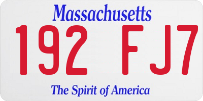 MA license plate 192FJ7