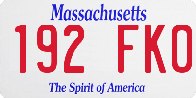 MA license plate 192FK0