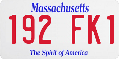 MA license plate 192FK1