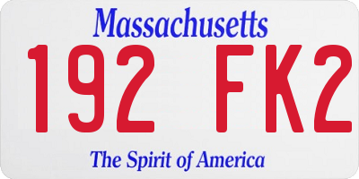 MA license plate 192FK2