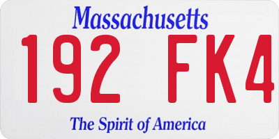 MA license plate 192FK4