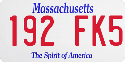 MA license plate 192FK5