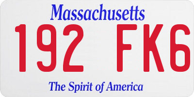 MA license plate 192FK6