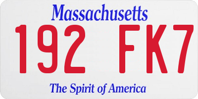 MA license plate 192FK7